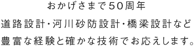 福岡で40年以上の実績。道路設計・河川設計・上下水道設計など、豊富な経験と確かな技術でお応えします。